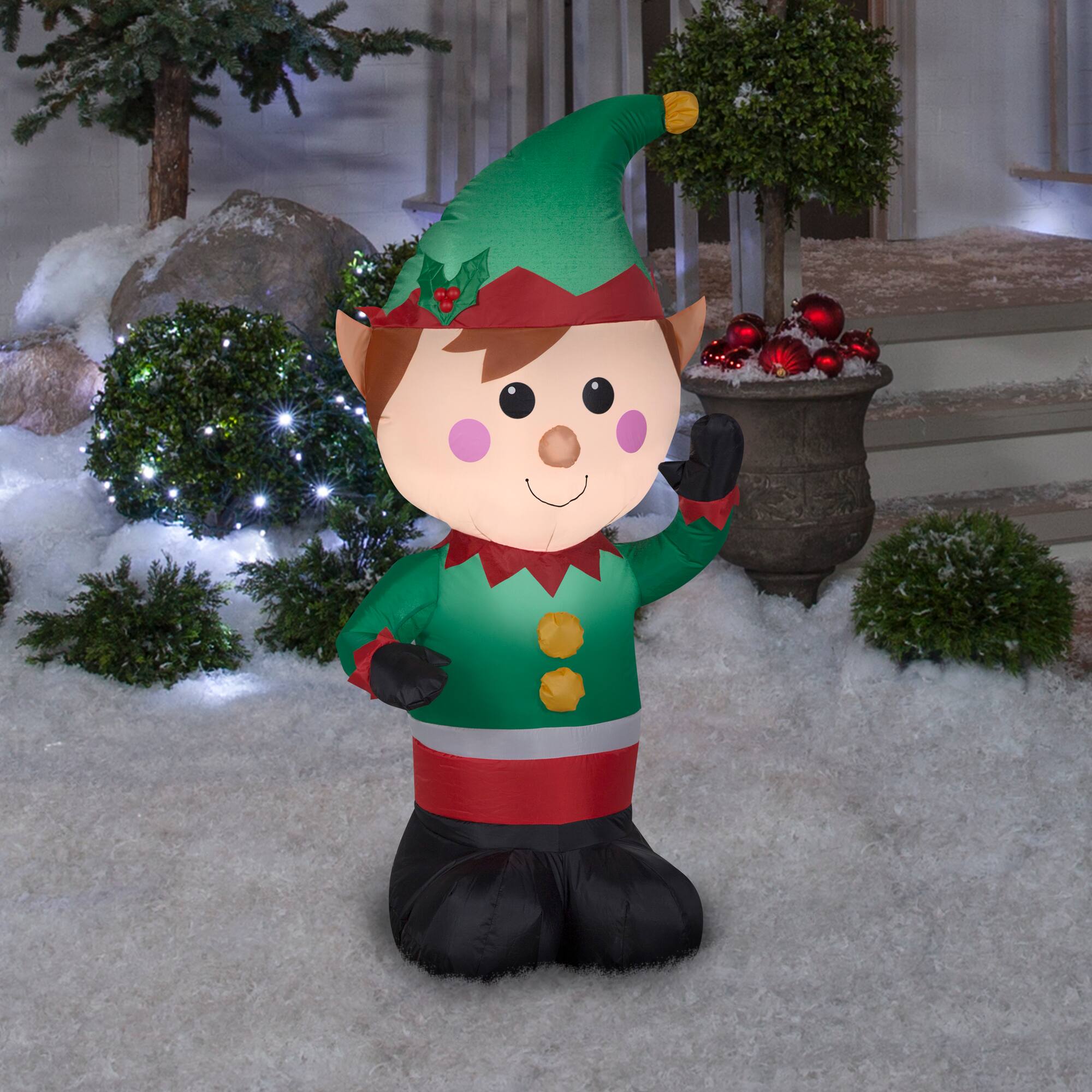 4ft. Airblown® Inflatable Christmas Waving Elf